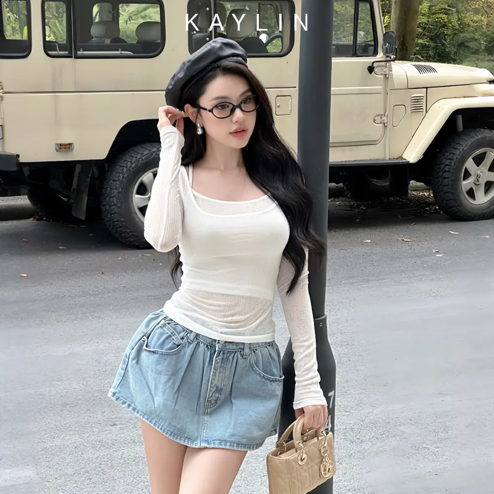 Chân Váy Jean Bồng KAYLIN chất liệu denim dầy dặn phong cách - N2344 Nữ Women