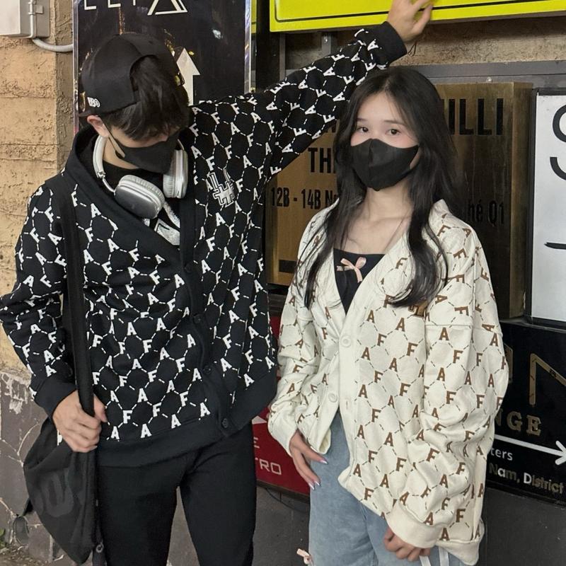 Áo cardigan monogram THÊU lế GỒ áo khoác cardigan fafic monogram jacket nam nữ chất nỉ bông Top Nhung