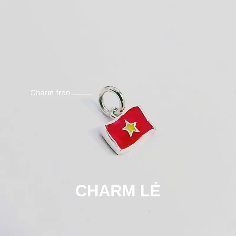 Vòng tay lá cờ Việt Nam cờ đỏ sao vàng lắc tay bạc 925 Lolie Accessories vòng tay  charm charm  cờ tổ quốc charm  bạc 7