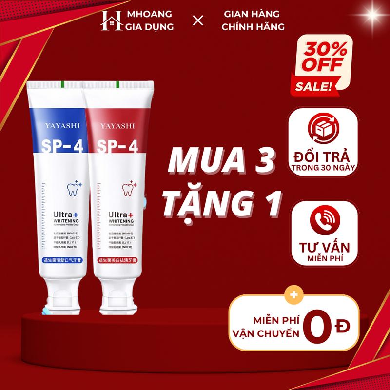   CHÍNH HÃNG   Kem Đánh Răng SP-4 Yayashi Ultra+ Whitening 120g Trắng Sáng Khử Mùi Thơm Mát 