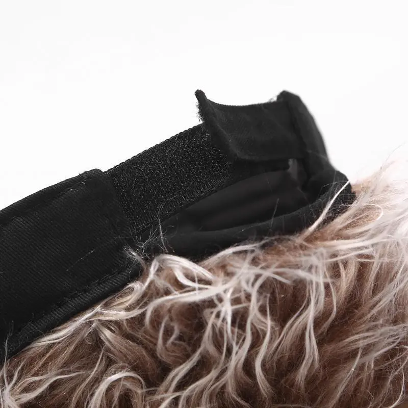 Topi Wig Pria Topi Unik Wig Rambut Cosplay Topi Pria Wanita Rambut Palsu Topi Wig Rambut Korea Pendek Gaya Retro Hip-Hop 1
