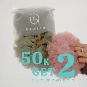 SCRUNCHIE 50K GET 2PCS JUMBO MIX MEDIUM - CEPOL HIJAB TULLE PREMIUM RAW HIJAB Elegan
