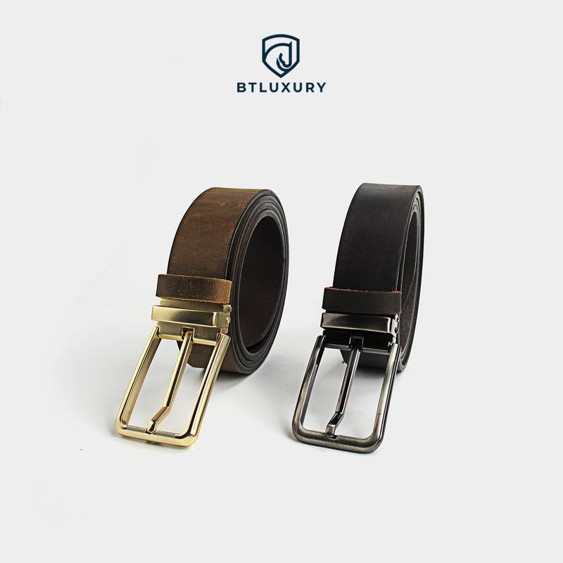 Thắt Lưng Nam Owen, Dây nịt Nam mặt khóa hợp kim chống trầy xước, Dây Da Sáp cao cấp, Tặng kèm đục lỗ, Thương Hiệu BTLUXURY Titan