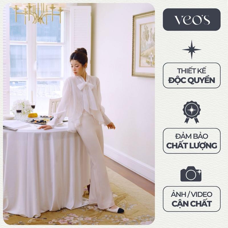 [VEO'S] Fontina Pants - Quần Vải Xước Ống Loe Thiết Kế Veo's Nữ Màu Be, Đen Thanh Lịch Công Sở