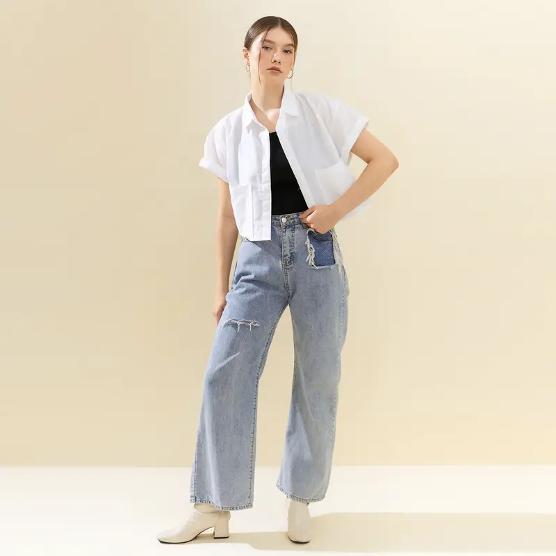 [Qlassuale] Kemeja Boxy Stripe Garis Cewek Basic Baggy Shirts All Size 6