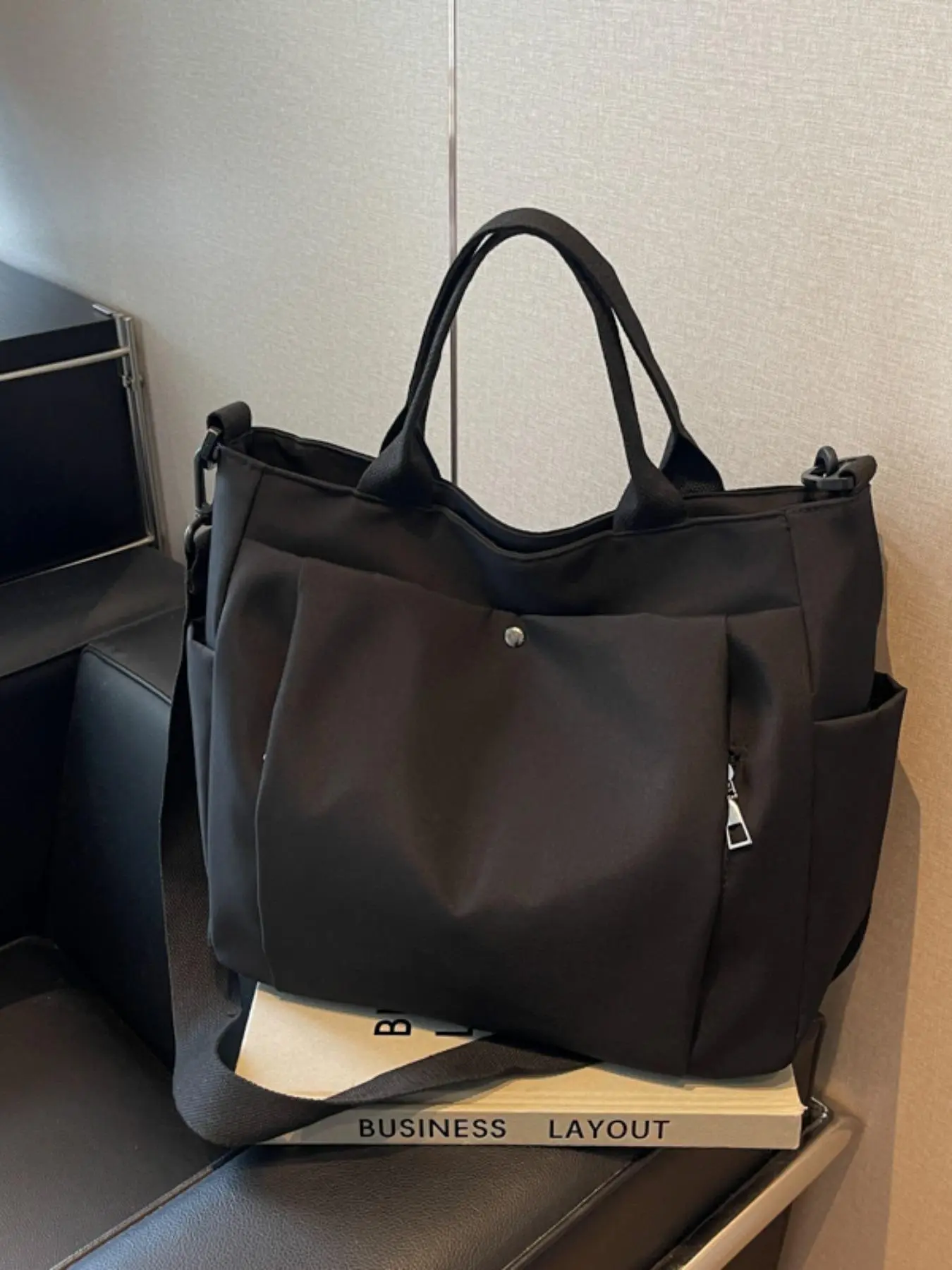 Women's Solid Color Tote Bag, Fashion Large Capacity Shoulder Bag for Work & Daily Used, Casual Trendy Versatile High-quality Daily Commuting Bag