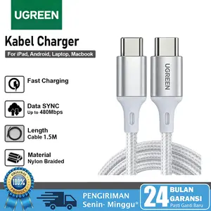 Kabel Data USB Type C To Type C PD 5A 100W Fast Charging 24 Bulan Garansi Original 1.5m untuk iPhone 16-15 Pro Max & Samsung