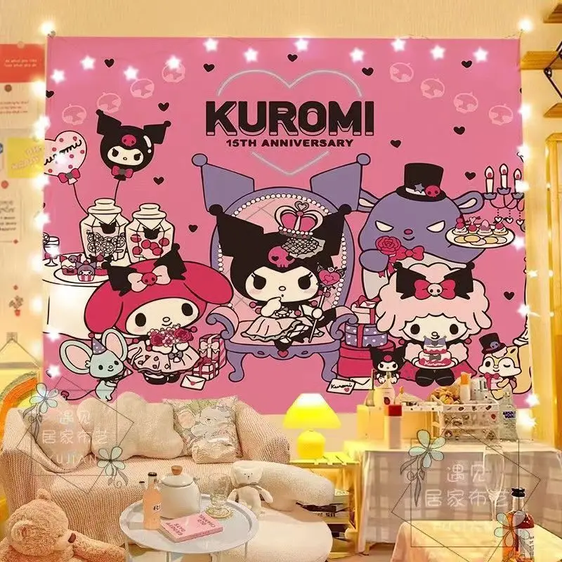 Kuromi Cartoon Wall Cloth Background Cloth Melody Background Wall Tapestry