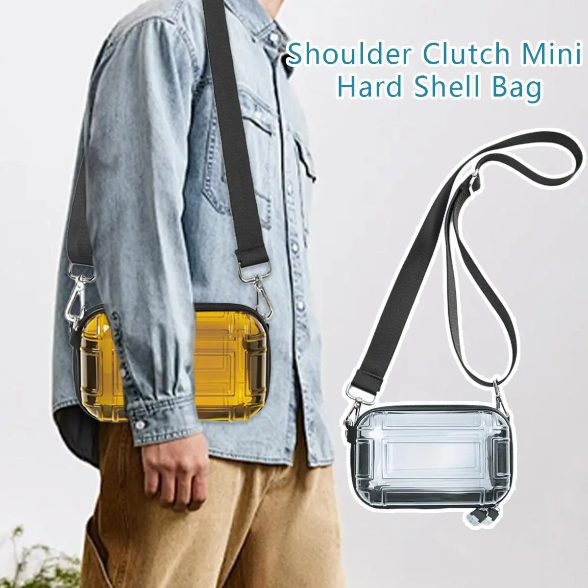Mini Transparent Travel Wash Bag In ABS Unisex, Hard Shell Shoulder Bag, Mobile Phone Bag, Envelope，Sling Bag For Women，Sling Bag Black Women'S Crossbody Bags Sling