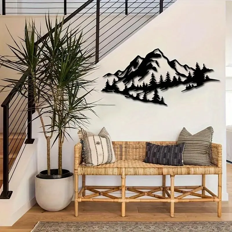 Mountain Landscape Design Wall Decor, 1 Count Iron Wall Art, Wall Decor for Home Living Room Bedroom, Home Decor, Poster