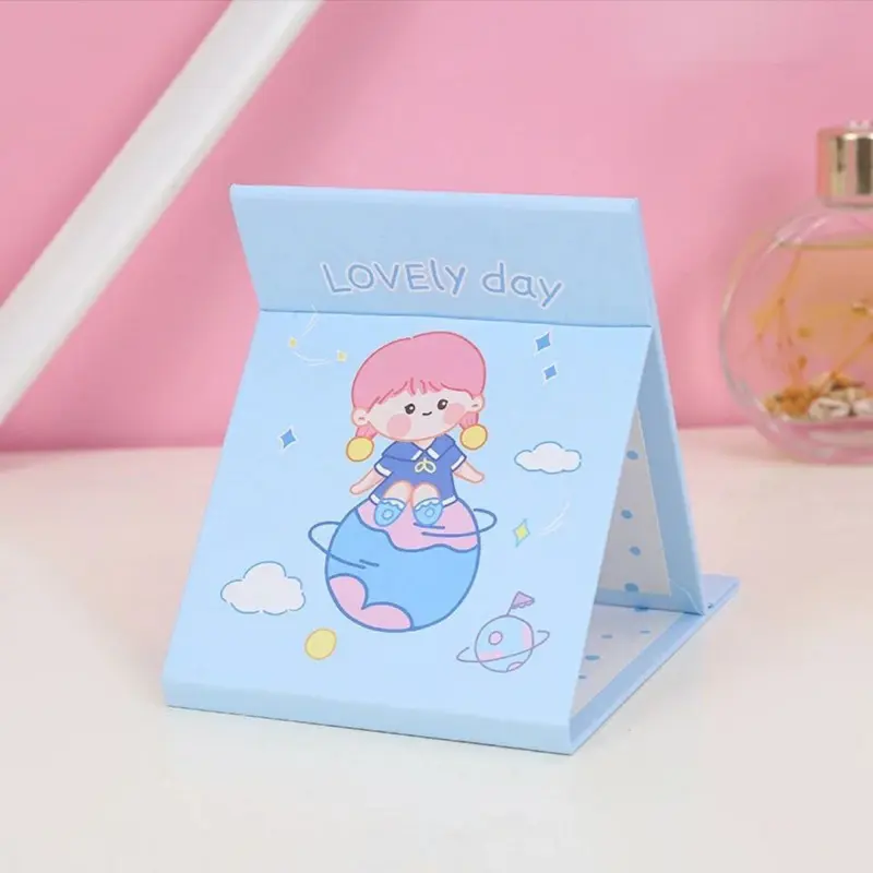 RD Cermin Lipat Kotak Model Cover Buku Karakter Kaca Make Up Lipat Persegi Lucu Kaca Rias MakeUp Portable Lipat Motif Cute 3