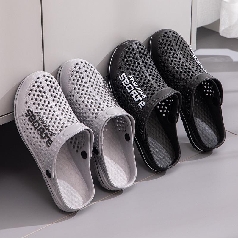 Giày sục nam nhựa quai hậu thể thao siêu nhẹ êm chân lỗ thoáng khí đi biển đi mưa chống nước siêu bền A66 V340 Đế Bằng