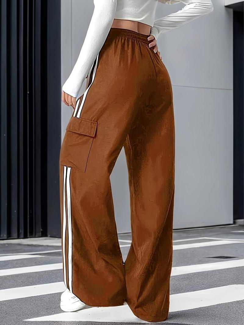 Product Introduction of Women's Pocket Design Cargo Pants, Casual Street Straight Leg Trousers for Daily Wear, Ladies Bottoms for All Seasons 5