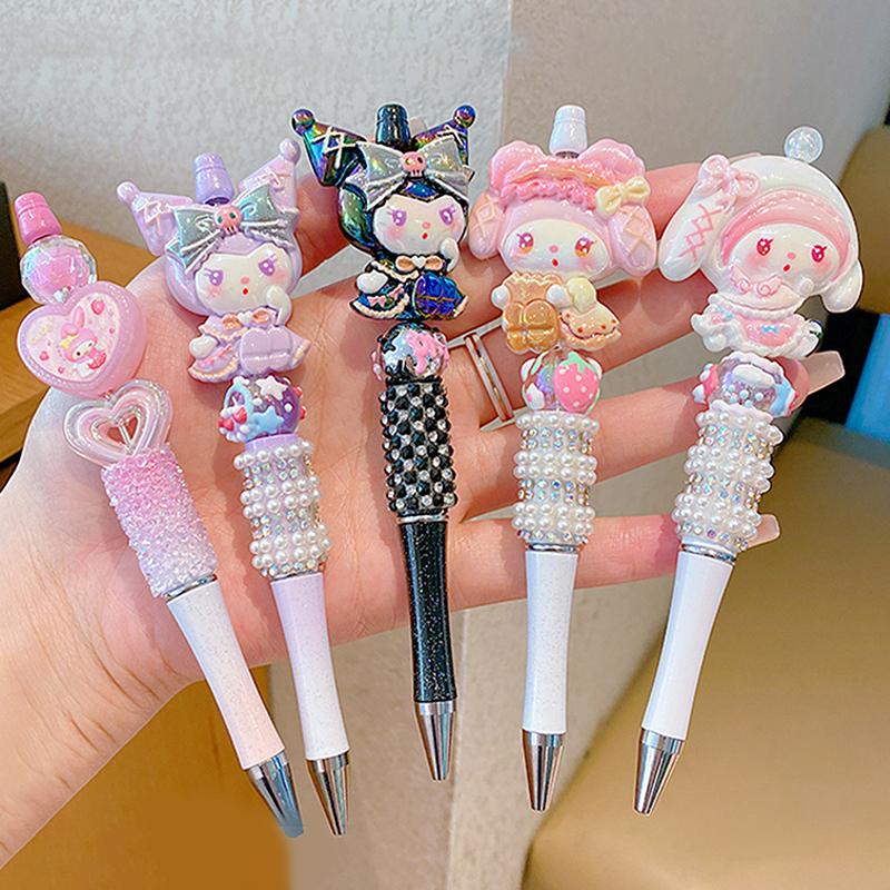 Product Introduction of Sanrio Bead String Pen Kawaii Hello Kitty Cinnamoroll Cute Cartoon DIY Pen Pompompurin Kuromi My Melody Stationery Birthday Gift 11