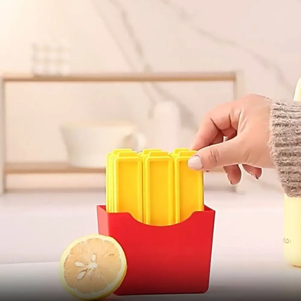 Homemade With Magnetic Storage Box French Fries Design Ice Mold Easy To Demould Rectangular Shaped Ice Cube Maker BPA Free Plastic Ice Block Mold Refrigerator