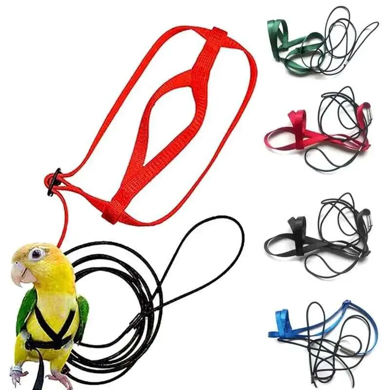 4 Colors Parrot Harness 1.2m/1.3m Pet Birds Leash Outdoor Flying Traction Straps Band Adjustable Anti-Bite Training Rope
