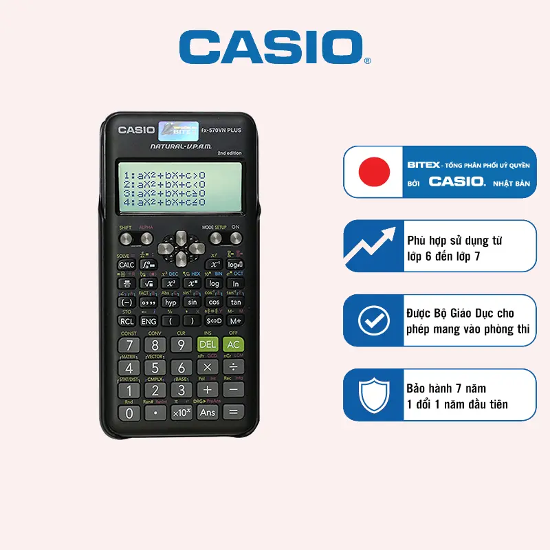 Máy tính Casio Fx-570VN Plus màu đen dành cho học sinh cấp 2 0