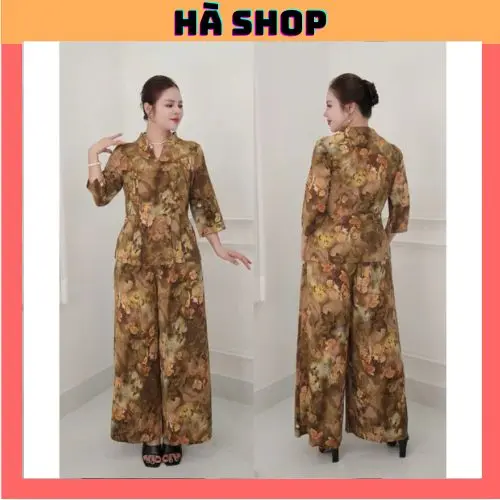 Đồ bộ trung niên, đồ bộ mặc ở nhà cho các mẹ,quần lửng suông, chất lụa nhập co dãn nhẹ,mềm mịn thoáng mát ( Ms52 ) 0