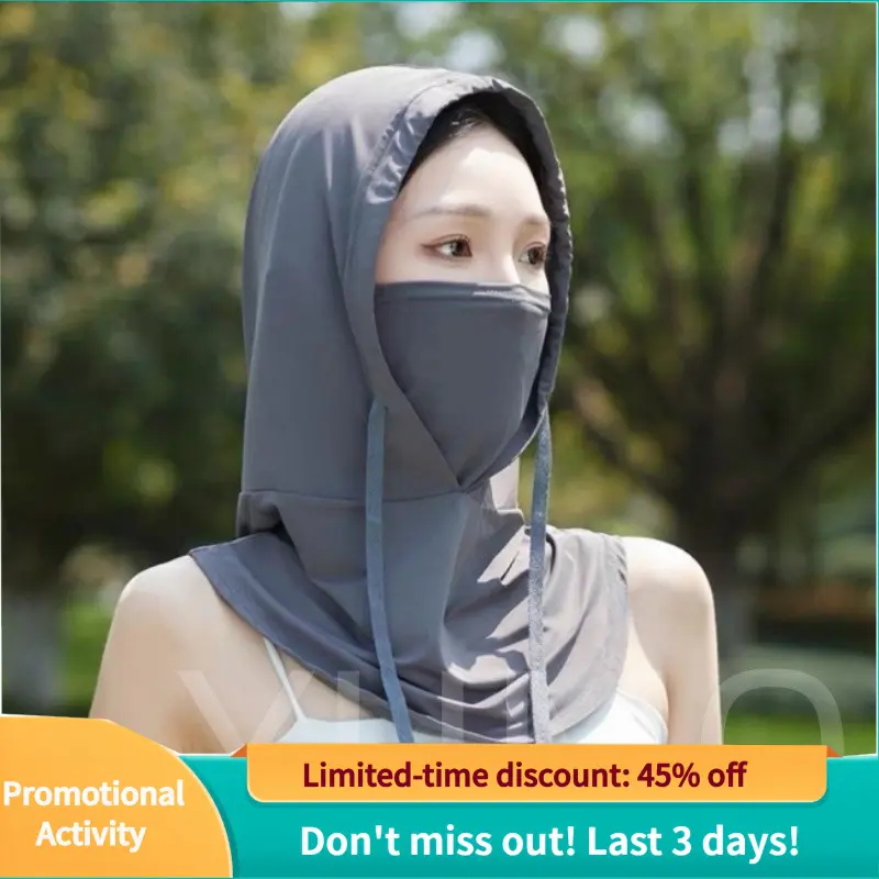 Ice Silk Sunscreen Cap UV Resistant Outdoor Full Face Mask Sun Protection Breathability Cooling jogging  cap