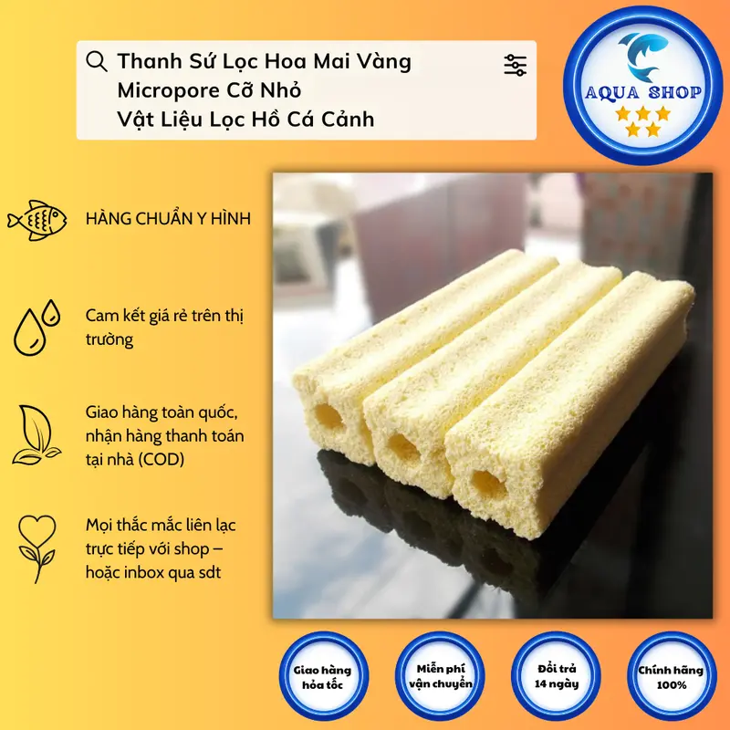 Thanh Sứ Lọc Hoa Mai Vàng Micropore Cỡ Nhỏ - Vật Liệu Lọc Hồ Cá Cảnh 2