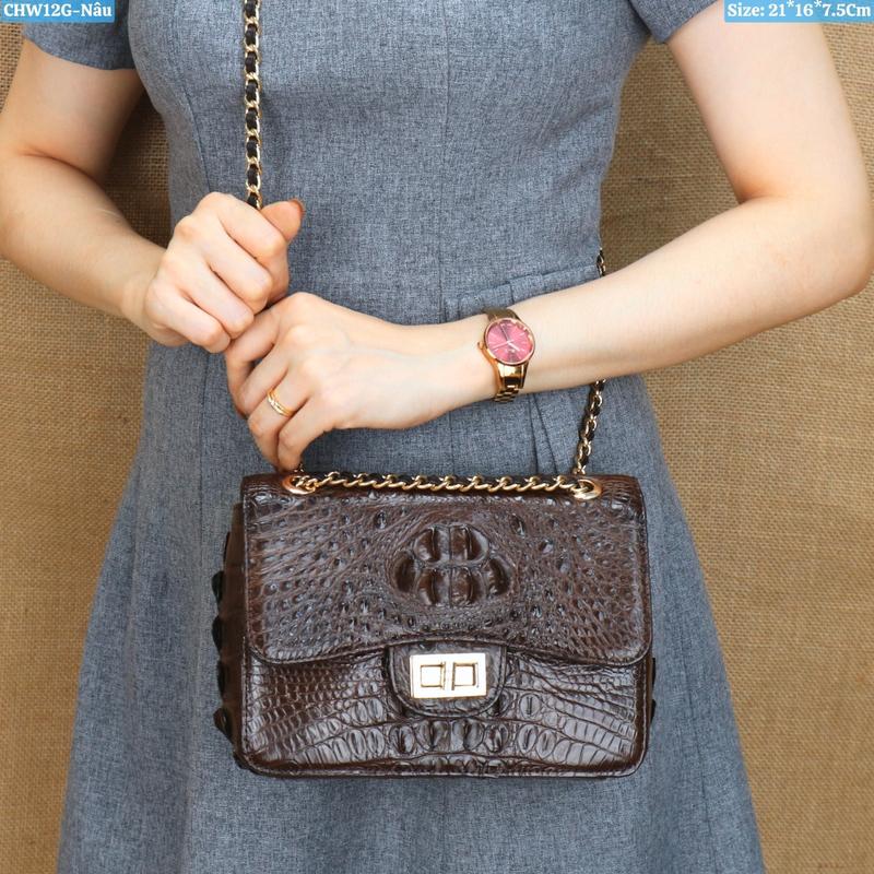 Túi Xách Nữ Dây Xích Size Nhỏ Da Cá Sấu ll Cá sấu Konavis