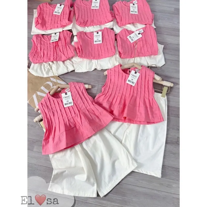 Quần Áo Bé Gái - SET ÁO HỒNG XẾP LY QUẦN SUÔNG Siêu Xinh cho bé gái 1 - 8 Tuổi 2