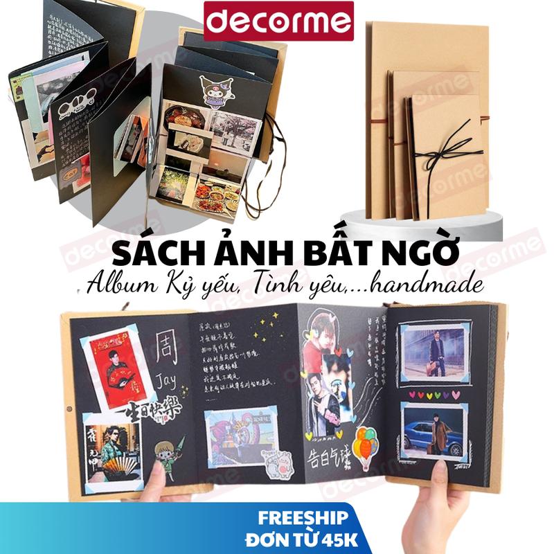 Scrapbook Sổ Dán Ảnh DecorMe Album Ảnh Kéo Dài Quà Tặng Handmade cho người yêu, hội bạn thân ngày sinh nhật, kỷ niệm
