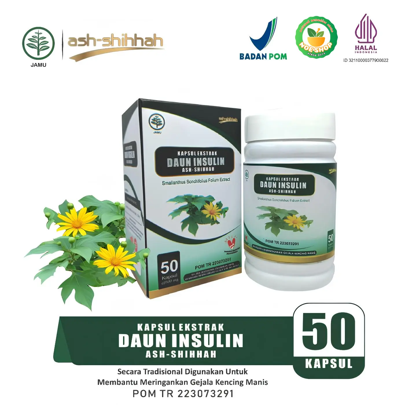 Herbal Penurun Gula Darah / Diabetes Kapsul Ekstrak Daun Insulin Ash-Shihhah Original
