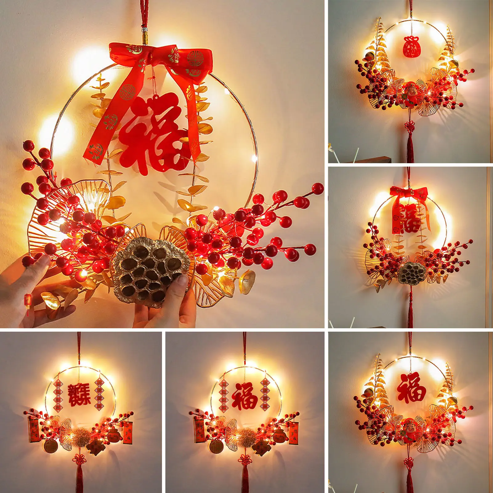 eegaeor-2024 Chinese New Year Decoration Pendant Fu Character God of Wealth Decor Wall Hanging Housewarming Spring Festival Decoration