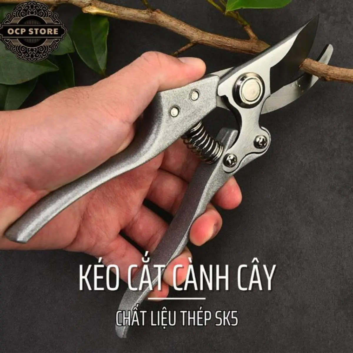 Kéo cắt cành cây chất liệu thép SK5 độ bền cao