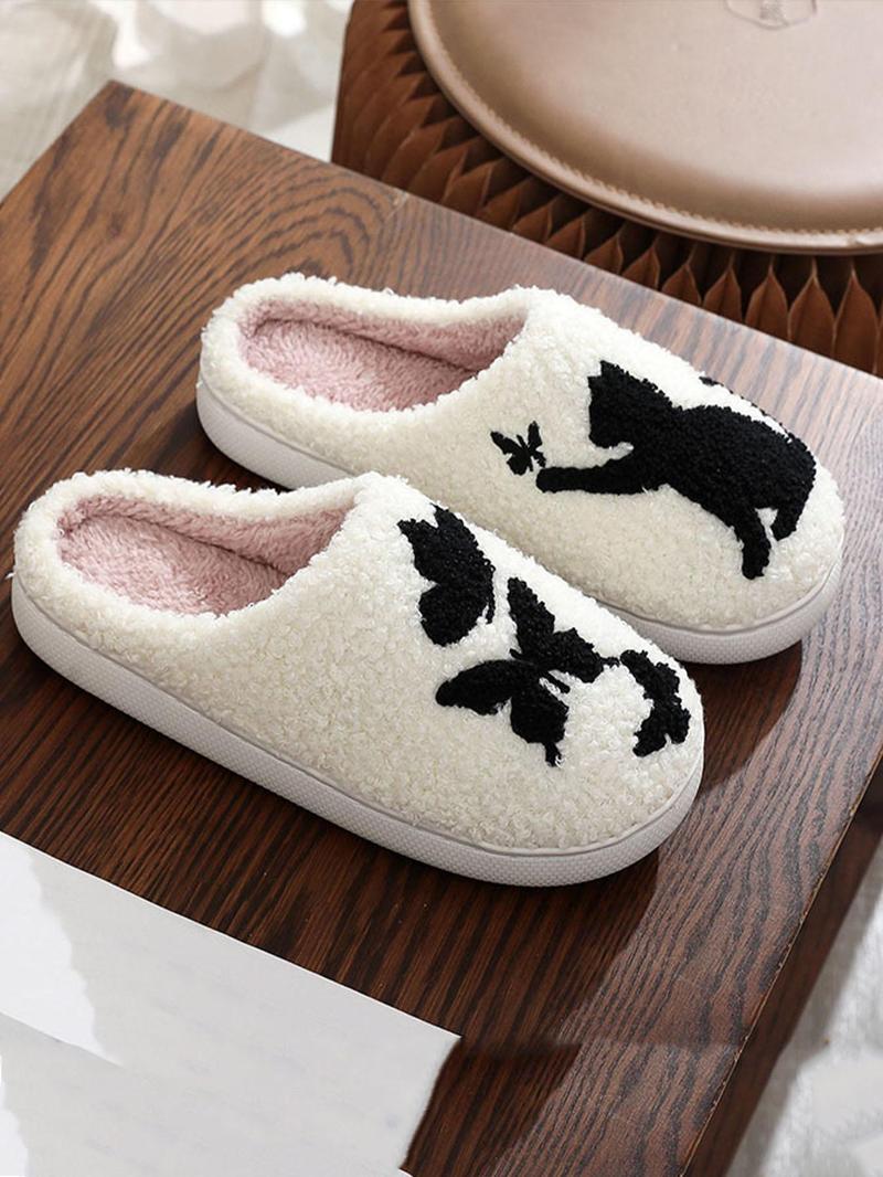 Product Introduction of Women's Cute Cat & Butterfly Pattern Slippers, Casual Soft Comfortable Home Slippers, Warm Slippers for Indoor & Outdoor Use for Fall & Winter 13