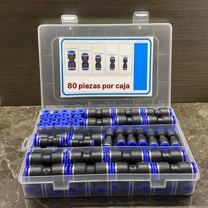 Kit de 80 piezas/caja de Accesorios de manguera de aire de Conexión rápida, Accesorios universales de hilo resistentes a fugas, Accesorios de fácil instalación para tubo de 5/32 1/4 5/16 3/8 1/2 pulgada