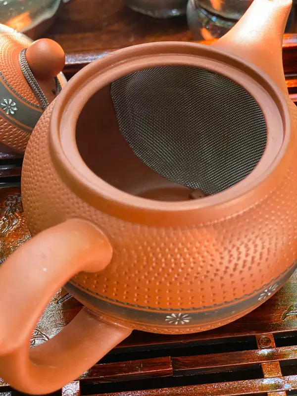 Bộ ấm chén uống trà Ganh đỏ, Ấm có màng lọc trà, Hàng Bát Tràng bền đẹp 350ml, tặng kèm khay đựng 1