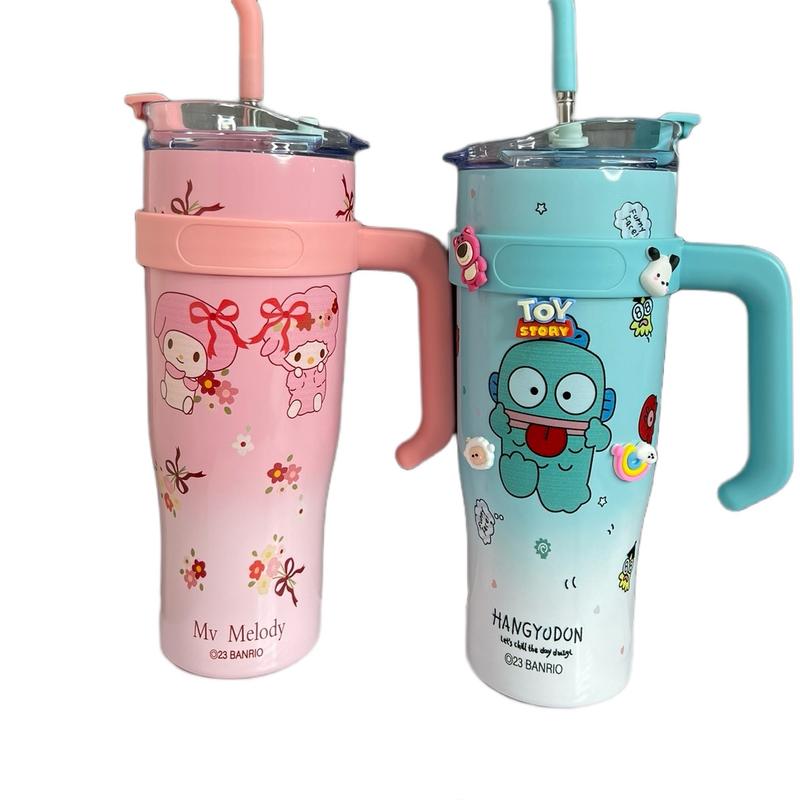 Ly giữ nhiệt dung tích 1200ml chất liệu innox 304 (có tay cầm ) giữ nhiệt 8-12h ,ly có hoạ tiết hình in ngộ nghĩnh :kèm tặng 2 phụ kiện,1cọ rửa ống hút ,1tui sticke