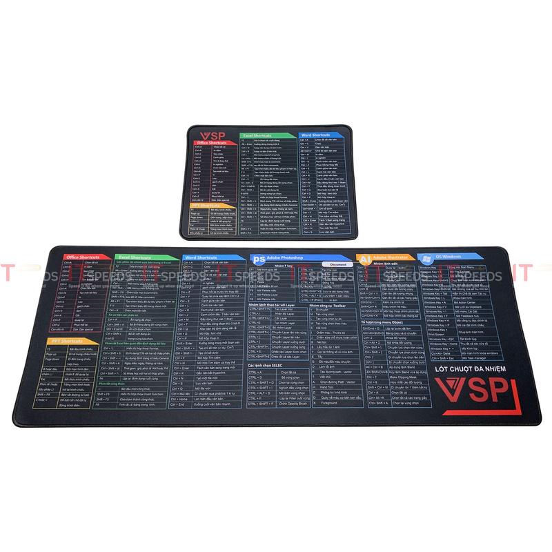 Miếng Lót Chuột Bàn Di Chuột In Phím Tắt Office Excel Word PowerPoint Photoshop IIlustrator Windows May Viền