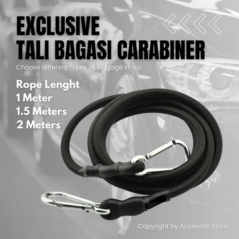 Tali Bagasi Carabiner Hook Panjang 2 Meter/Tali Ikat Barang Multifungsi 0