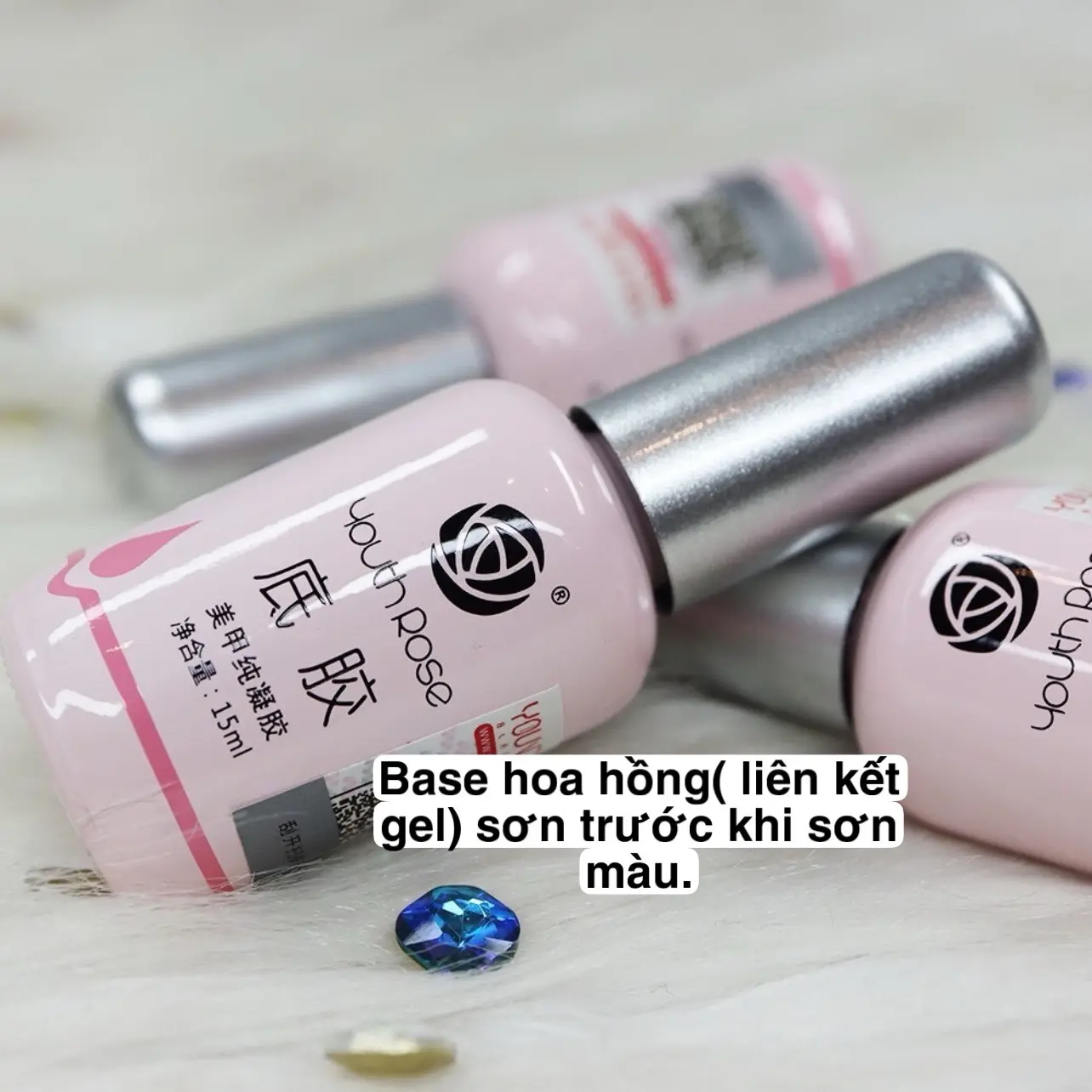 Base Top  Hoa hồng. Loại thường có dập khuôn.( Loại Rẻ) Làm Nail