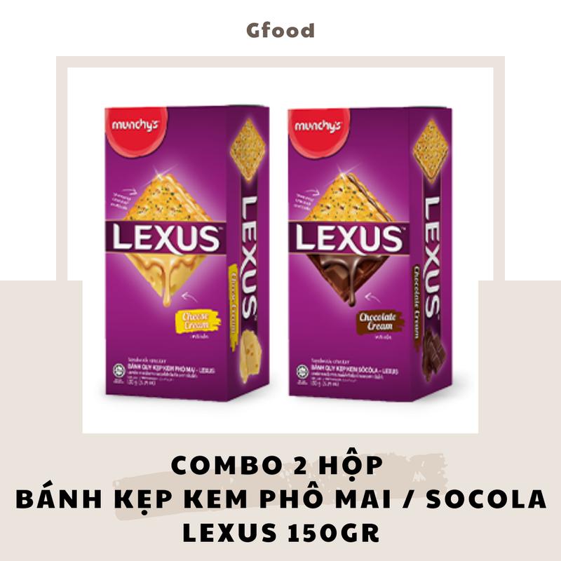 [COMBO 2 HỘP] Munchy's Lexus Bánh Quy Kẹp Kem Phô Mai / Socola 150gr