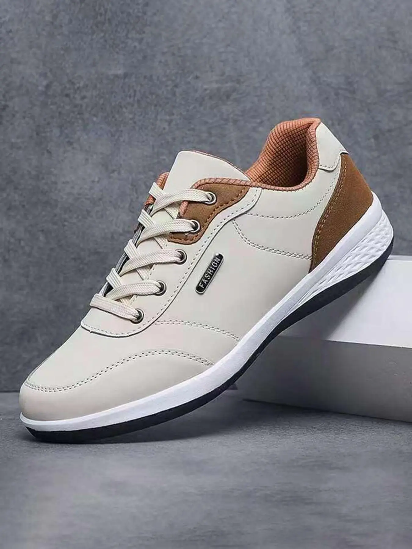 Men's Solid Color Lace Up Pu Leather Running Shoes, Casual Comfortable Breathable Anti-slip & Wear-resistant Low-top Sports Shoes, Fashionable Sneakers for Daily Wear, Running Shoes Men