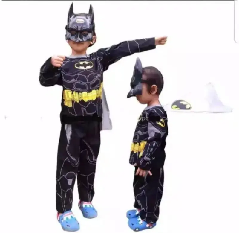 KOSTUM BAJU ANAK BATMAN LENGAN PANJANG SAYAP FREE TOPENG 0