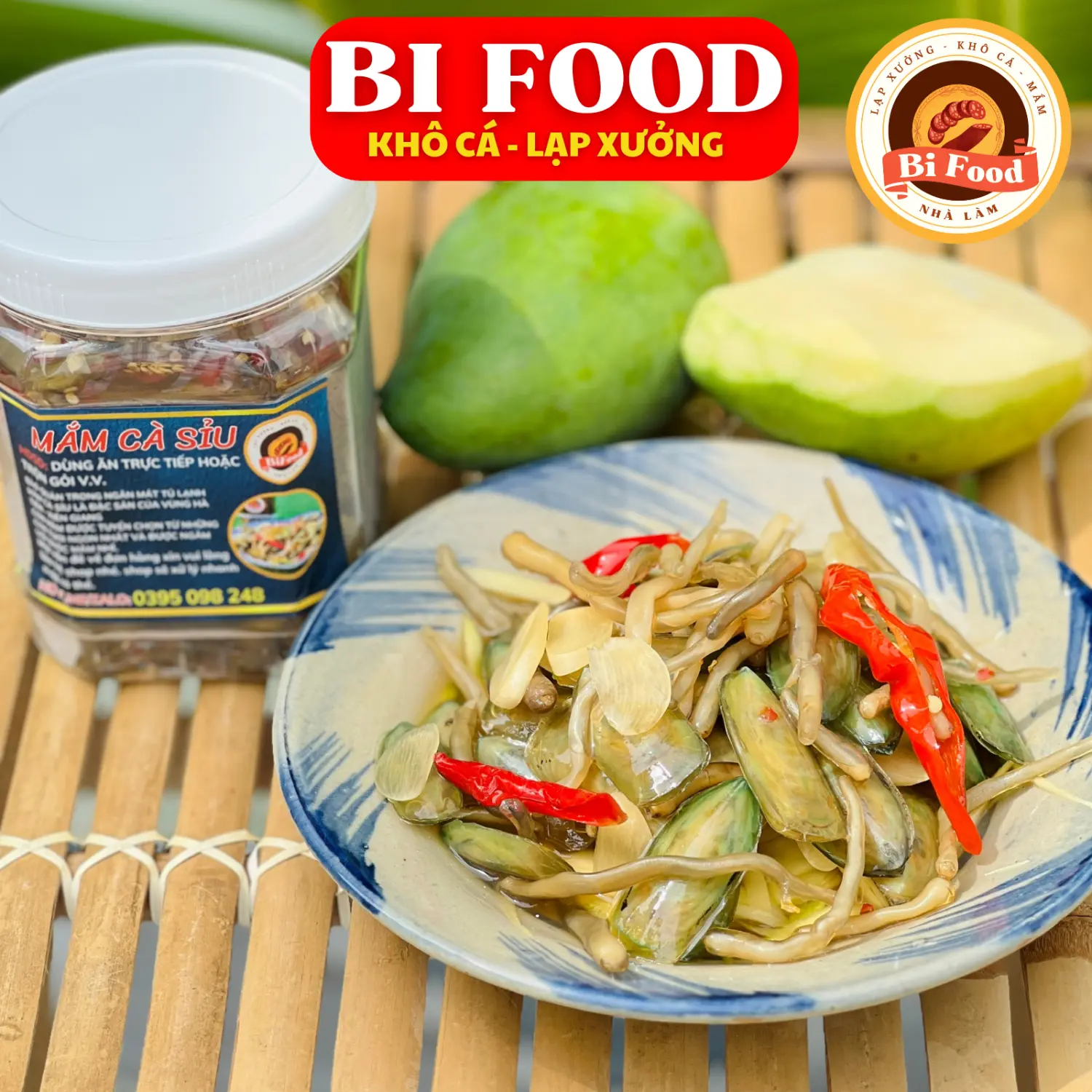 Mắm Cà Sỉu Hà Tiên BIFOOD cà Sỉu muối nước mắm đặc sản Hà Tiên hũ lớn 700gr vị mặn mặn ngọt ngọt - thịt GIÒN BÉO