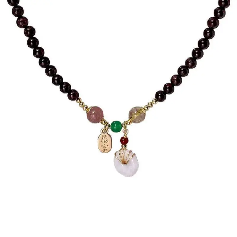 Multi Circle Garnet For Female Ins With Sense Of Niche Design Retro Bracelet Can Be Used As A Necklace