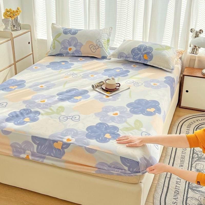 Bộ ga gối 3 món bọc đệm 2-10cm ,chất poly cotton,kích thước từ 1m-2m mẫu caro 1