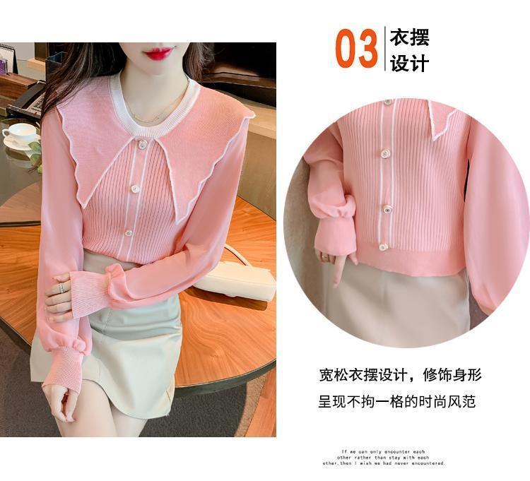 Product Introduction of Áo Len Nữ, Cổ Búp Bê Trông Trẻ Trung Dễ Thương, Màu Hồng, Áo Lớp Nền Dệt Kim, Có Thể Mặc Bên Trong, Hàng Mới Về Mùa Xuân 2024 6