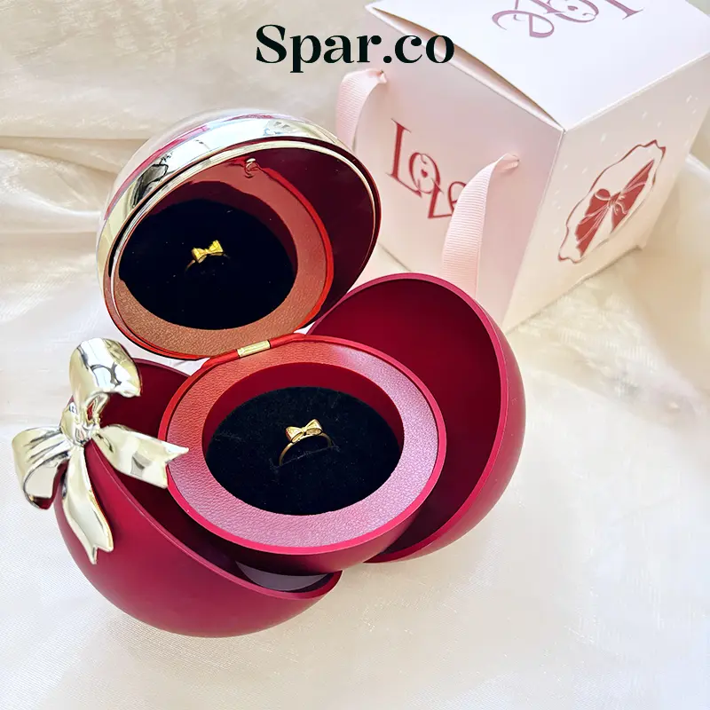 Spar.co Perpetual Flower Jewellery  Gift  Box - Kotak Perhiasan Antik Bentuk Bola Bunga Mawar Rose  birthday  cincin  SP-1276