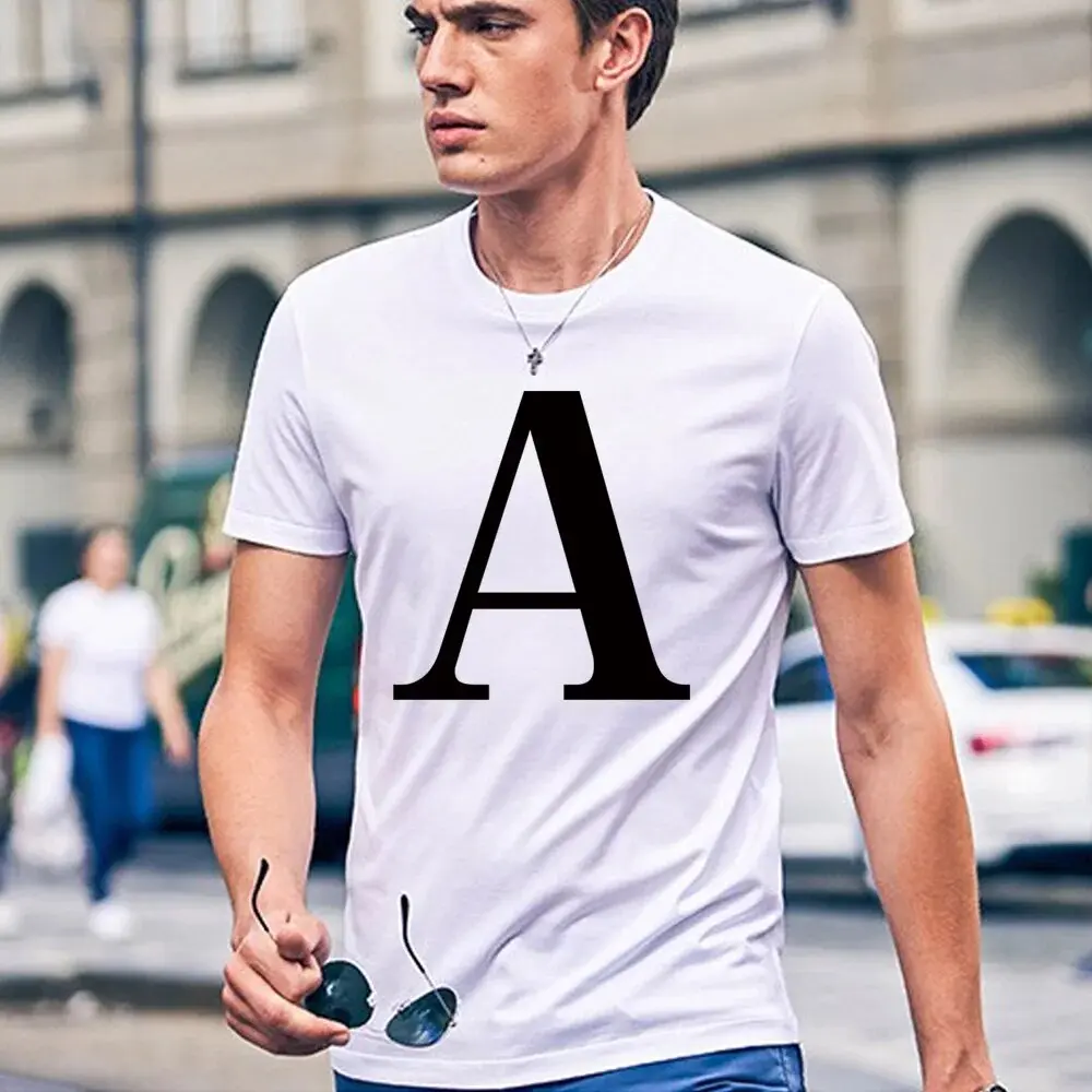 Men Clothing T-shirt Summer Fashion Classic Harajuku 26 Letters Print Casual Tees All-match Comfortable Male Clothes Top T Shirt S-XL