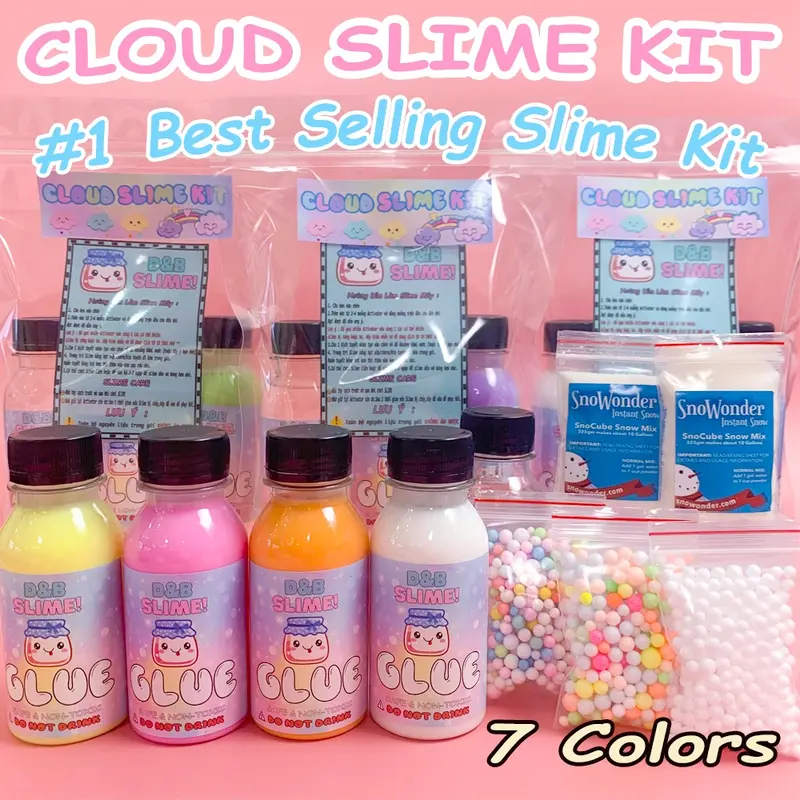Bộ Kit làm Slime Mây Cao Cấp - Set làm Slime Mây Đủ Màu Gía Rẻ Nhất (Có hướng dẫn đầy đủ) 0