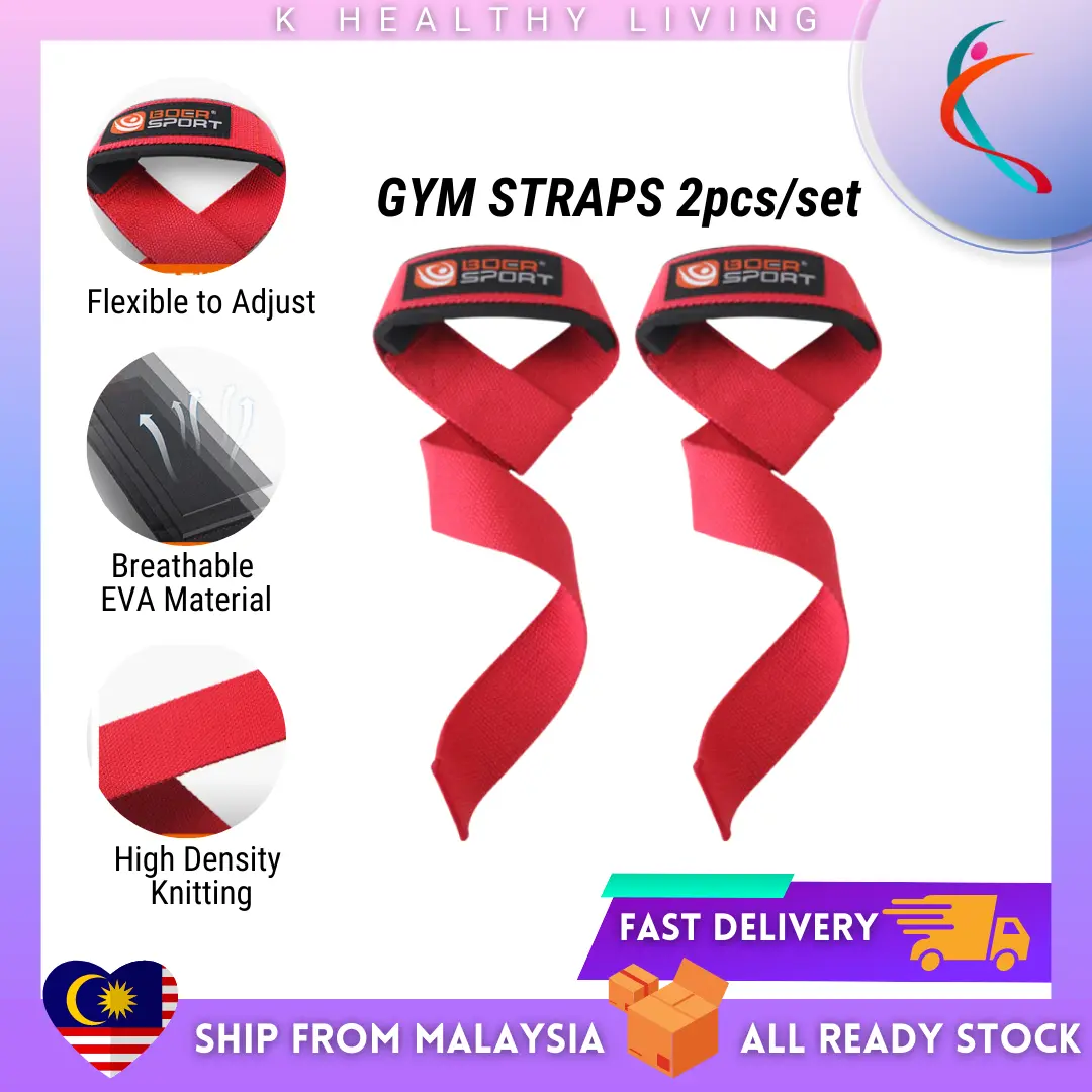 【Ready Stock】2pcs/set Weight Gym Straps/ Weight Lifting Training Straps/ Hand Bar Wrist Support Gloves/ K-Healthy Living Outdoor Sports Outdoor Sports