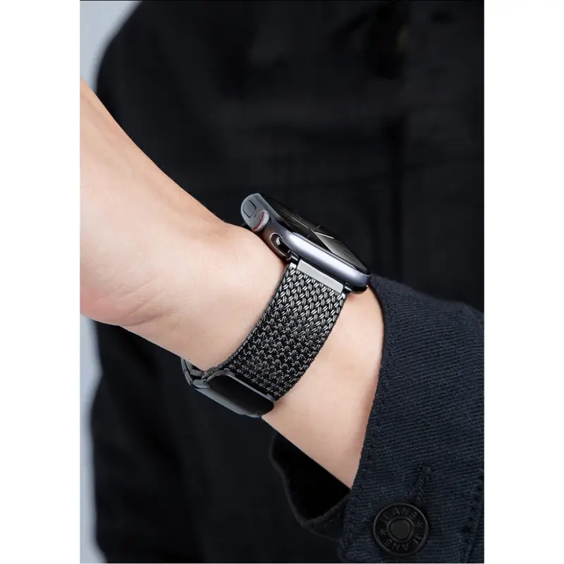 Dây đeo từ tính cho iWatch Ultra, Dây đeo kim loại dệt, Dành cho các mẫu iWatch Ultra 49mm, 45mm, 44mm, 41mm và 40mm, Dành cho nam giới, Dòng đồng Đồng Hồ Apple 9, 8, 7, SE, 6, 5, 4, 3, S8 Ultra, Bao gồm dây đeo 4
