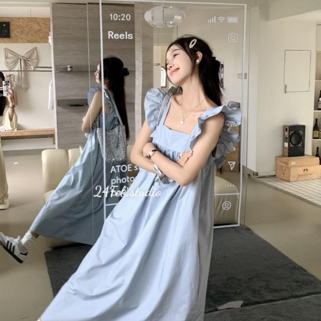VN60 Váy babydoll cánh tiên dáng dài nơ lưng phong cách ulzzang Hàn Quốc Xuongthoitranghottrend